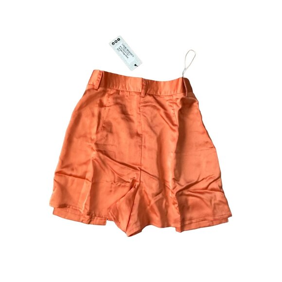 BOOHOO Orange Tall High Waist Satin Cargo Shorts Size 4 NEW - Picture 4 of 6